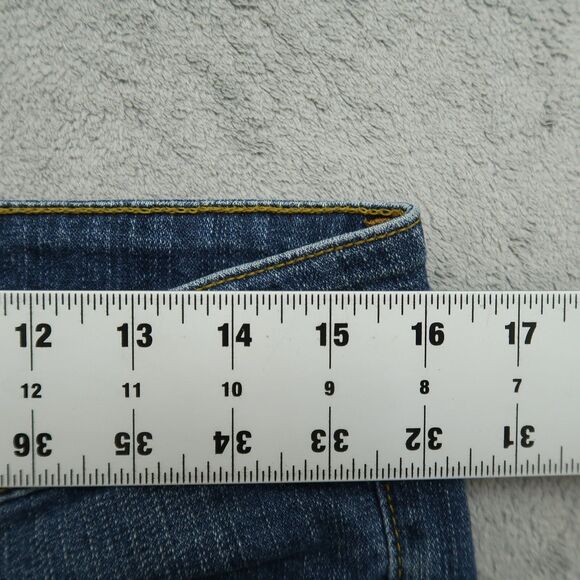 Levi's 518 Jeans Juniors 7 Blue Superlow Stretch Bootcut 29" Inseam Distressed - Picture 3 of 16